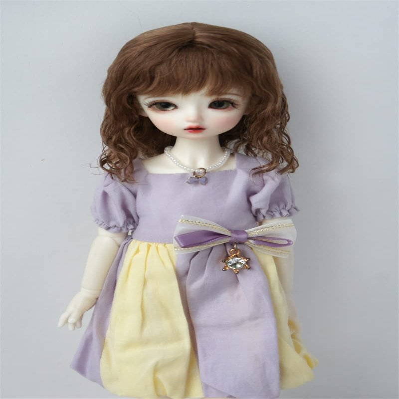 Jusuns Mohair Doll Wigs JD693 6-7inch 16-18cm 1/6 Short Mini Wave YOSD BJD Hair (Blend Brown M4+M11)