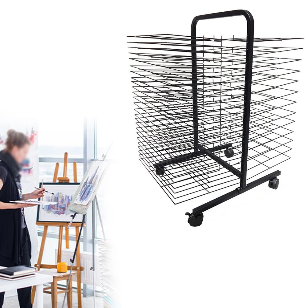 ROFBIHG Stack Rack for Painting, Space Saving Rack, Reasonable Layer Spacing Design, Easy Access, Save Space, Place A3 Artwork/Drawing/Painting, for Classrooms, Kindergartens, Art Clubs