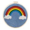 Smaller DIY Punch Needle Embroidery Starter Kits 15cm for Kids and Adults Beginners with Punch Needle Tool,Threader, Stamped Fabric Embroidery,Hoop,Rainbow Yarn Rug Punch Needle view 1