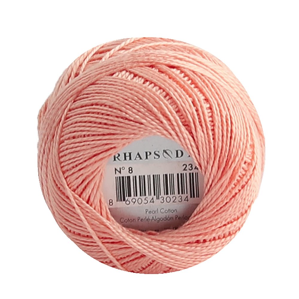 Rhapsody Pearl Cotton Thread Size 8 Crochet Thread Perle 12 Balls Set Hand Knitting, Embroidery, Sashiko, Cross-Stitch, Sewing, Needlepoint, DIY, Quilting (LT Apricot, Col. 234)