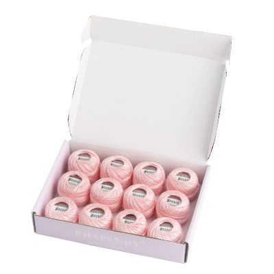 Rhapsody Pearl Cotton Thread Size 8 Crochet Thread Perle 12 Balls Set Hand Knitting, Embroidery, Sashiko, Cross-Stitch, Sewing, Needlepoint, DIY, Quilting (ULT VY LT Dusty Rose, Col. 213)