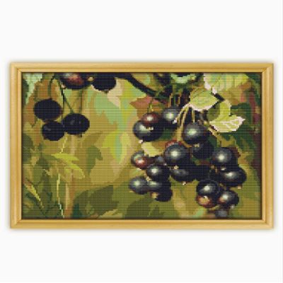 Black Currant CS1232-2 - Counted Cross Stitch KIT#2. Set of Threads, Needles, AIDA Fabric, Needle Threader, Embroidery Clippers and Printed Color Pattern Inside.