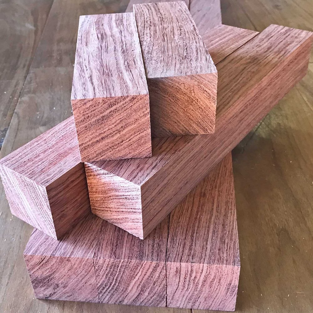 Bubinga Wood Turning Blanks 4pcs - 2" x 2" x 6