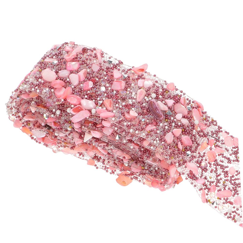 1 Roll Crushed Stone Mesh Drill Crystal Trim Embellishments Beaded Fringe Beaded Trim Cake Decorations Wear-Resistant Costume Trim Crystal Roll Gravel Bride Can Be Cut