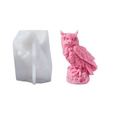 Xidmold Large Owl Candle Mold 3D Owl Silicone Mold for Fondant, Candle, Soap, Plaster Ornament, DIY Crafts (A)