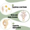 DICOSMETIC 16Pcs 2 Styles Cubic Zirconia Leaf Earrings Findings 18K Gold Plated Brass Teardrop Stud Earring Post Rhinestone Earring Posts with Ear Nut for DIY Earring Making view 4