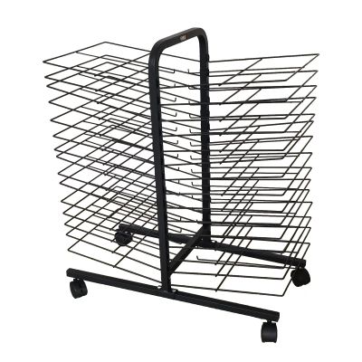 THEGA Desktop Art Drying Rack - Metal Steel Double Sided Artwork Drying Rack, Stackable Artwork Storage Display Rack, Wire Shelves with Wheels, Classrooms Art Drying Rack for Painting Panels