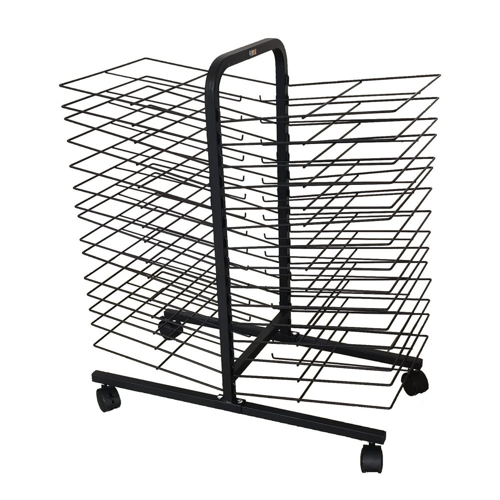 THEGA Desktop Art Drying Rack - Metal Steel Double Sided Artwork Drying Rack, Stackable Artwork Storage Display Rack, Wire Shelves with Wheels, Classrooms Art Drying Rack for Painting Panels