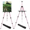 RRFTOK Artist Art Painting Easel Stand, Aluminum Metal Adjustable Easel for Painting Canvases Height from 17 to 66 Inch,Carry Bag for Table-Top/Floor Drawing,Painting and Displaying(2pack,Pink) view 1