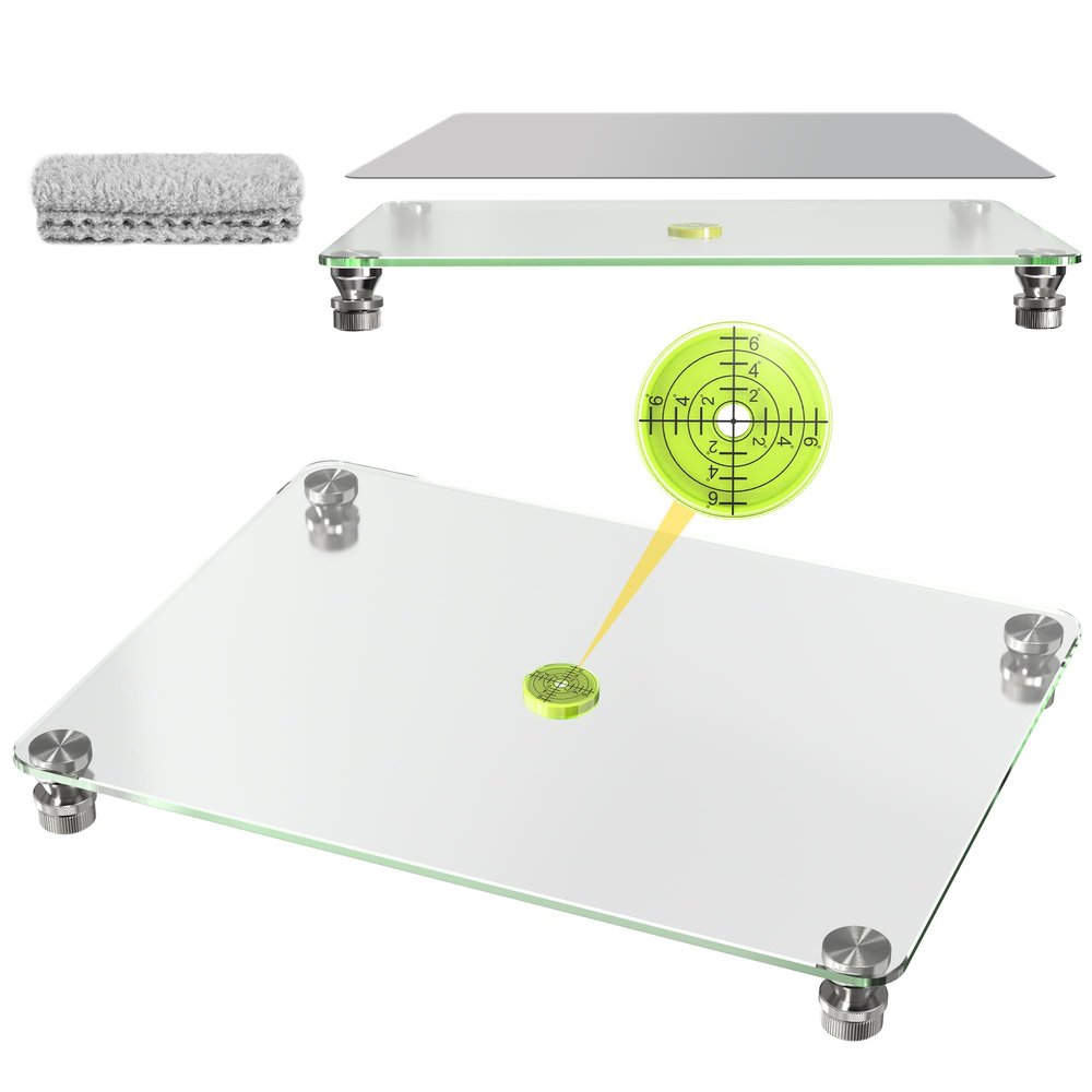 Nelyrho 16''x 12'' Glass Resin Leveling Table for Epoxy Resin, with Silicone Mat, Epoxy accessories