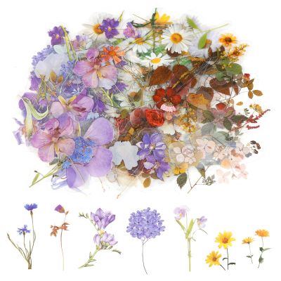 120 Pcs Flower Stickers for Scrapbooking Self-Adhesive Scrapbooking Stickers Supplies Decorative Floral Sticker Journaling Supplies Pressed Flower Sticker Set for Adult Card Making Letters DIY