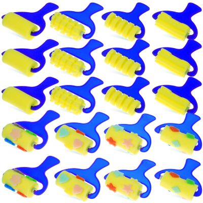 20pcs Drawing Sponge Brush Roller for Boy Girl Washable Painting Sponge Brushes with Plastic Handle for Graffiti and Creative Art Projects