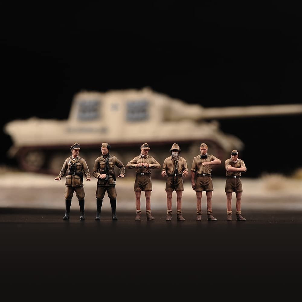 RoofWorld 1/72 WWII Military Miniatures Model Kits 6pcs African Legion Team Diorama Action Figure Solider Doll