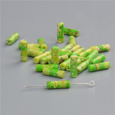 4x13mm Natural Columnar Stone Beads Smooth Cylinder Shape Tube Bead Jasper Jades Spacer Beads Making DIY Accessories,Imperial Jasper,4x13mm About 15 PCS