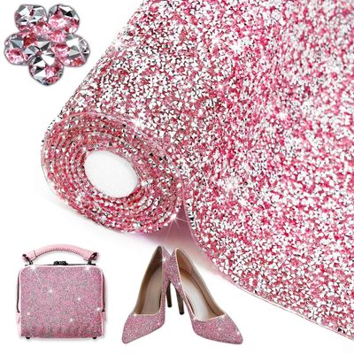 Locacrystal Bling Resin Rhinestone Sticker DIY Car Decoration Stickers Self-Adhesive Hotfix Glitter Crystal Gem Sheet Stickers for Car & Crafts Decoration(Silver Rose,9.4"x63")