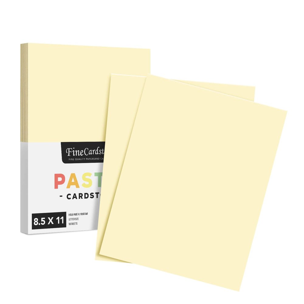 8.5 x 11" Ivory Pastel Color Cardstock Paper - Great for Arts and Crafts, Wedding Invitations, Cards and Stationery Printing | Medium to Heavy Card Stock 110lb Index (199gsm) | 50 Sheets per Pack