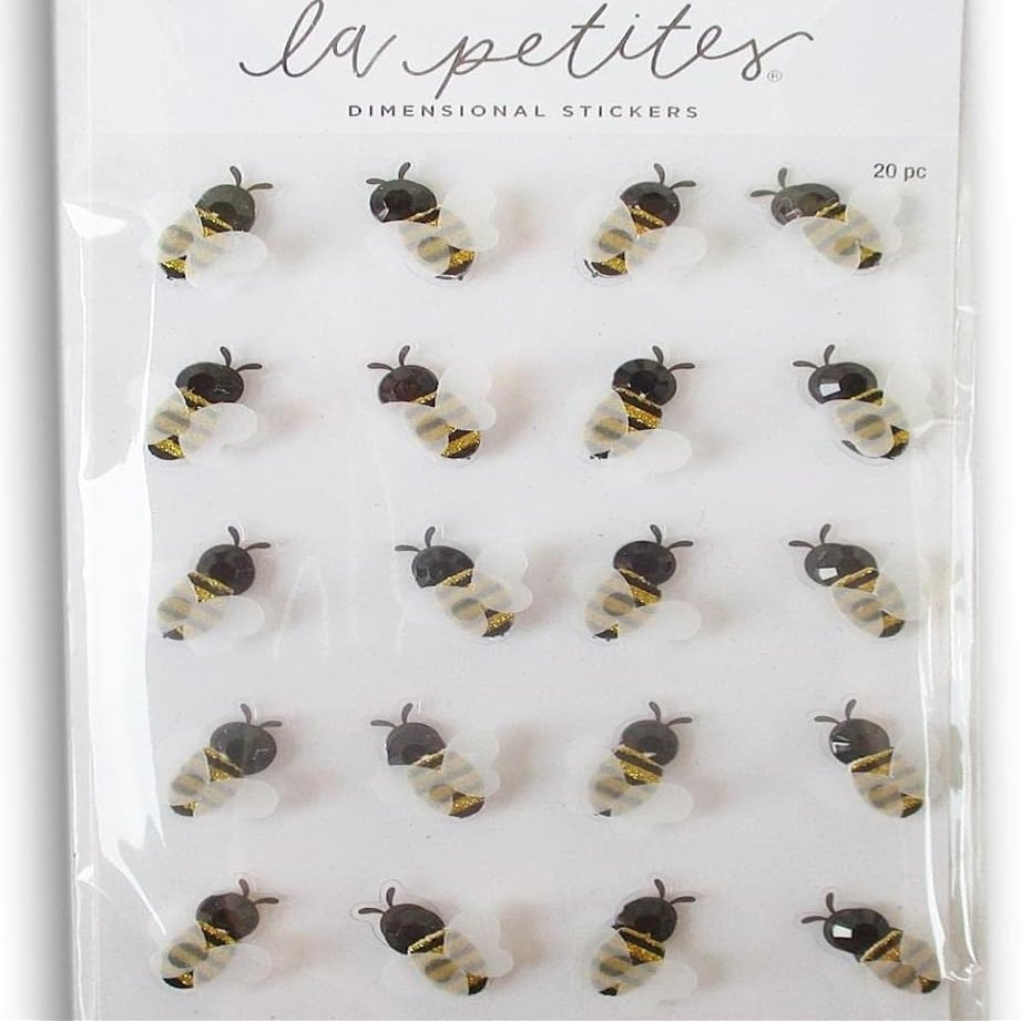Bee Stickers for Crafts, Scrapbooks, Cardmaking - 3D Dimensional with Attached Wings - 20 Pieces
