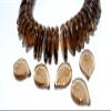 100 pcs Leaf Pressed Glass Beads, Transparent Brown (10220), Glass, Czech Republic, Size 18 x 13 mm (0.71 x 0.51 in) view 1