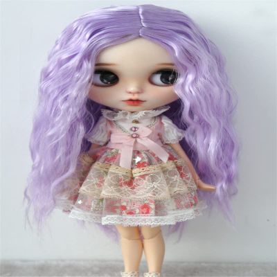 JD706 9-10inch 23-25CM Mid Parting Long Girlish Sauvage Synthetic Mohair BJD Wigs DOD QBaby Blythes Doll Accessories (Purple)