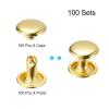uxcell 100 Sets Leather Rivets, 9mm Double Cap Rivets 8mm Height Metal Studs Rivet for Leather Craft Repair DIY Purse Belts Bags Shoes, Gold Tone view 3
