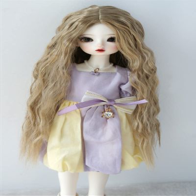 1/6 YOSD Doll Wigs JD706 6-7inch 16-18cm Mid Parting Long Girlish Sauvage Synthetic Mohair BJD Wigs (L.t Brown)