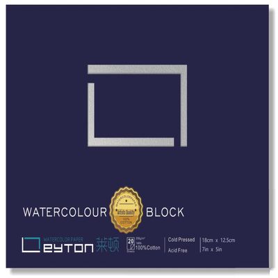 Non-Warping 100% Cotton Watercolor Paper Block - 20 Sheets of 160lb/350gsm Cold Press Water Color Art Supplies for Wet, Dry, and Mixed Media Painting, for Watercolor, Gouache, Acrylic (7 x 5'')