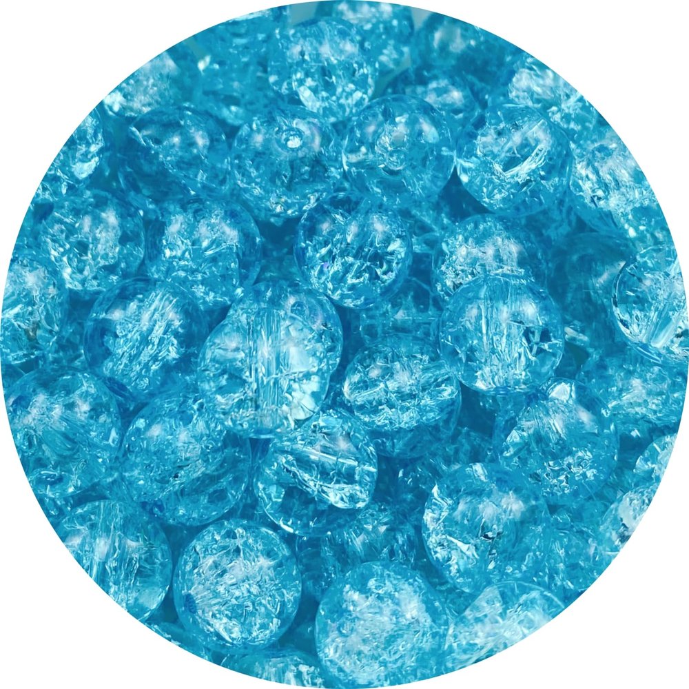 100pcs Crackle Glass Beads 10mm Round Crystal Glass Spacer Crafts Beads for Jewelry Making Necklace Bracelet Earrings DIY Crafts(Sky Blue)
