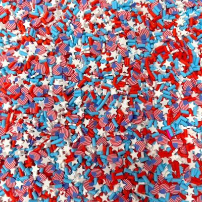 Red White and Blue Star Flag, Fourth of July Themed Polymer Clay Sprinkle Mix (NOT Edible) Available in 10gr Bags