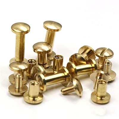 SLOYCA 10pcs Solid Brass Binding Screws Nail Stud Rivets for Photo Album Leather Craft Studs Belt Wallet Fasteners 8mm Dome Cap (Color : 10Pcs, Size : 4mm)