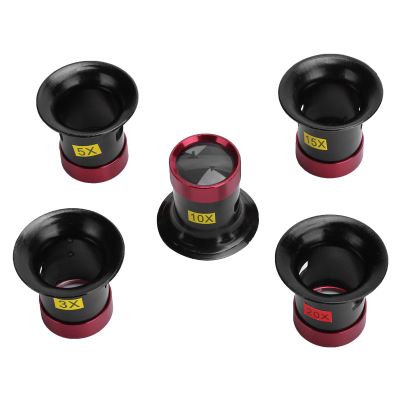 KIMISS 5 Pcs Jewelers Loupe, 10x Portable Monocular Magnifier with Aluminum Alloy Eye Loops