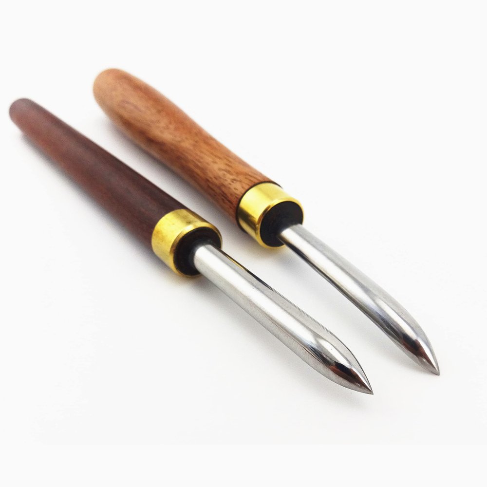 SHANHAITONGWAN 2pcs Printmaking Print Mezzotint Copperplate Woodcut Resin Board Intaglio Point Engrave Etching Leathercraft Presser Burnisher Tracing Flying Dust Carving Tool Set