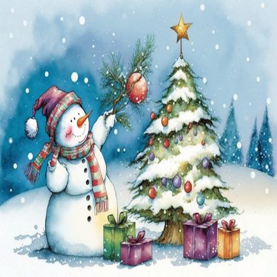 STOJAN Diamond Painting Kits Christmas Snowman and Gifts, 5D Round Diamond Paste Embroidery Crafts for Home Decor Bedroom Decor, 12X18Inch Suitable for Beginners Handmade DIY Gifts Diamond Painting