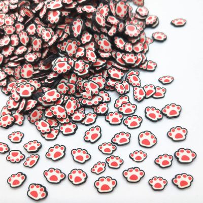 Decoendiy 100g Dog Paw Clay Slices-Soft Polymer Clay Slices, Cartoon Animal Slices Charms, Flat Clay Pieces Charms Bulk, for Jewelry Making DIY Nail Crafts Scrapbook Decorations (Red)
