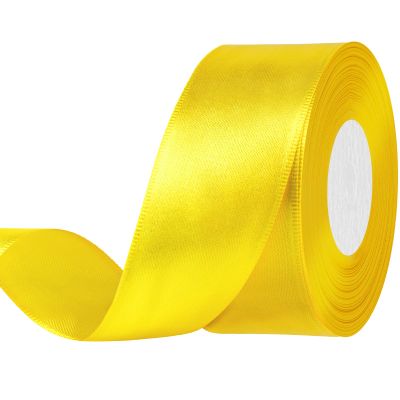 Showin Yellow Ribbon, Double Face 1 1/2 Inch x Continuous 50 Yards Yellow Satin Ribbon for Gift Wrapping, Wedding Decoration and Floral Bouquets
