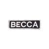 DealzCT Becca White on Black with Border Iron On Sew On Name Tag Small Patch for Jacket Vest view 1