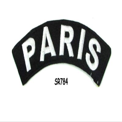 DealzCT Paris White on Black with Border Iron On Sew On Small Rocker State Patch for Jacket Vest