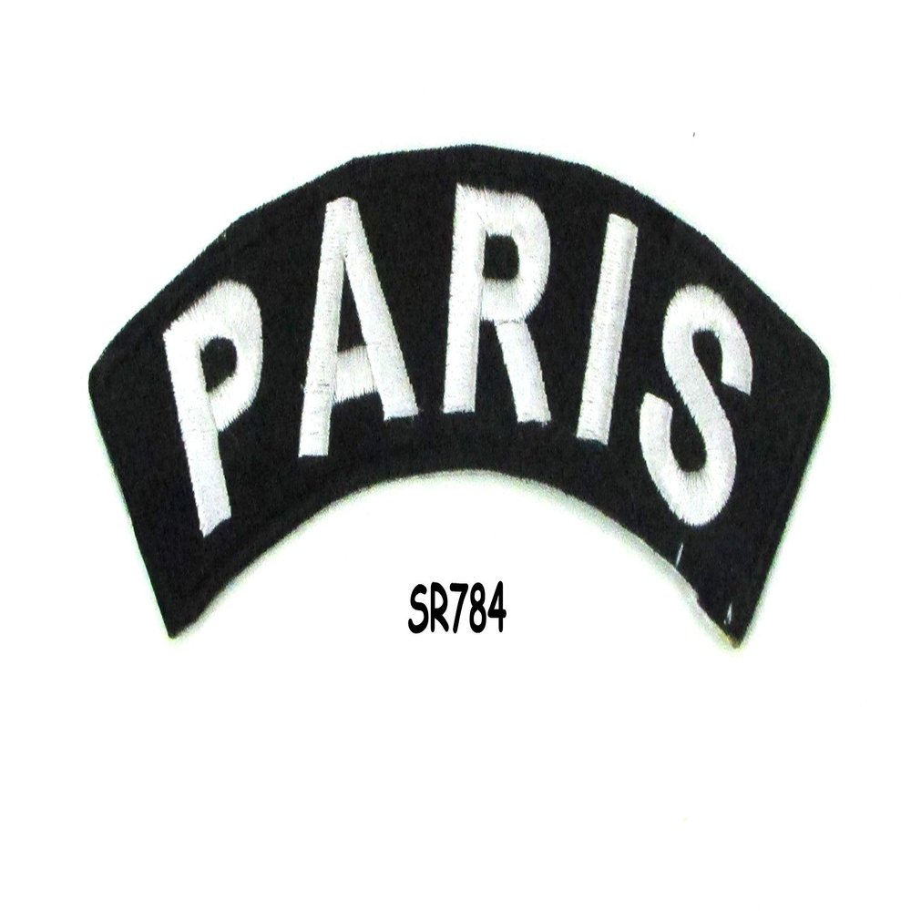 DealzCT Paris White on Black with Border Iron On Sew On Small Rocker State Patch for Jacket Vest