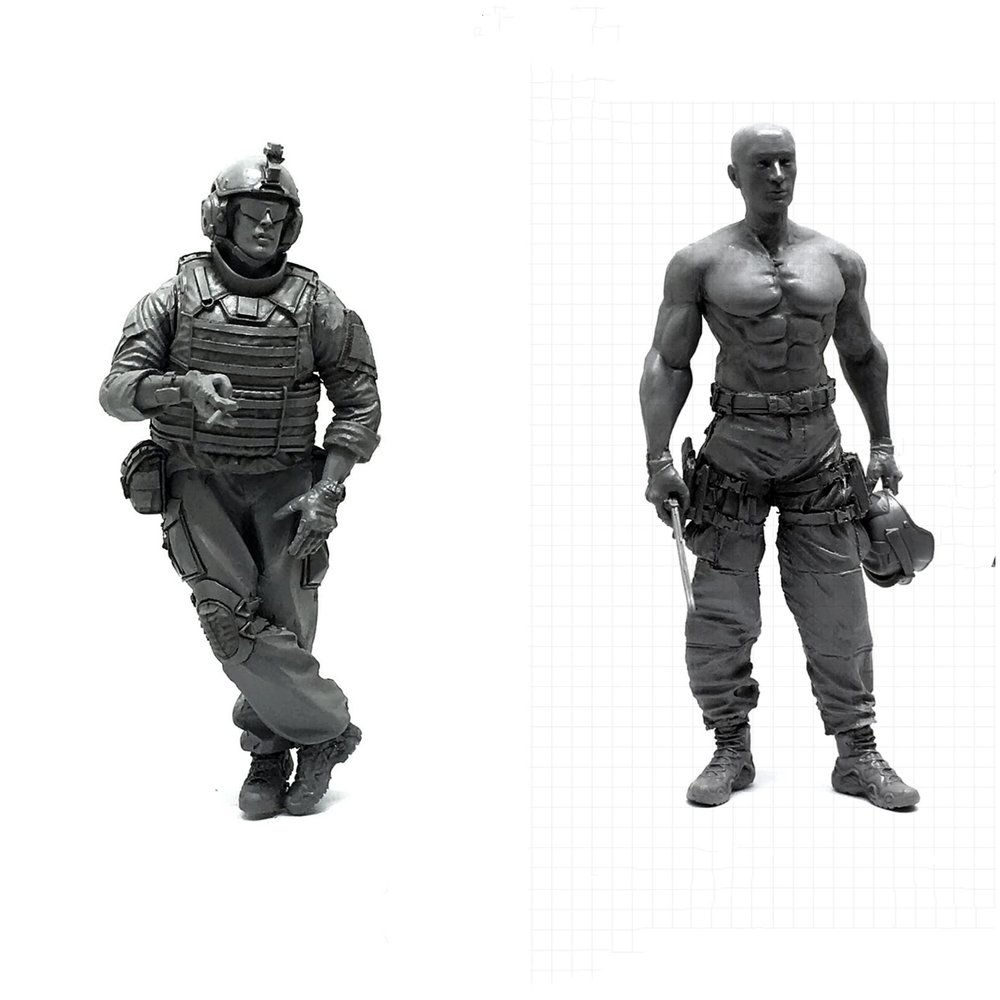 1/35 Kit de modelismo en resina de soldado comando Americano (2 Personas) piezas de modelismo en resina sin montar ni pintar (uQ9Y-21)