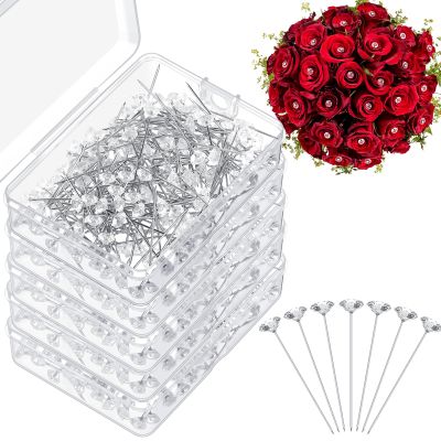 Yuxung 1000 Pcs Diamond Pins Flower Pins for Bouquet Crystal Corsage Wedding Bouquet Diamonds Jewelry Rhinestones Floral Boutonnier Jewelry Accessories DIY Craft Decor (1.5 Inch)