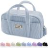 Sooez Large Pencil Case Pouch, Extra Big Pencil Bag with 5 Compartments, Pen Bag Wide Opening, Soft Corduroy Pencil Pouch Organizer with Zipper, Cute Aesthetic School Supplies for Teen Girls-Blue view 1