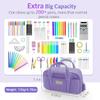 Sooez Large Pencil Case Pouch, Extra Big Pencil Bag with 5 Compartments, Pen Bag Wide Opening, Soft Corduroy Pencil Pouch Organizer with Zipper, Cute Aesthetic School Supplies for Teen Girls-Purple view 3