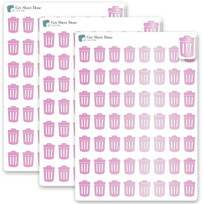 Trash Planner Sticker / 54 Gold Metallic Foil Transparent Vinyl (1/2) / House Chores Reminder/Essential Productivity Life Planner/Bujo Bulleted Journal (3 Sheets, Rose Gold Foil)