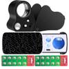 HMKIS Jewelers Loupe, 2 Pack Magnifying Glass with Light, 30X 60X 90X Jewelers Loop Magnification with 20 Backup Batteries for Coin, Diamonds, Gems, Jewelry, Stamps Close Work view 1