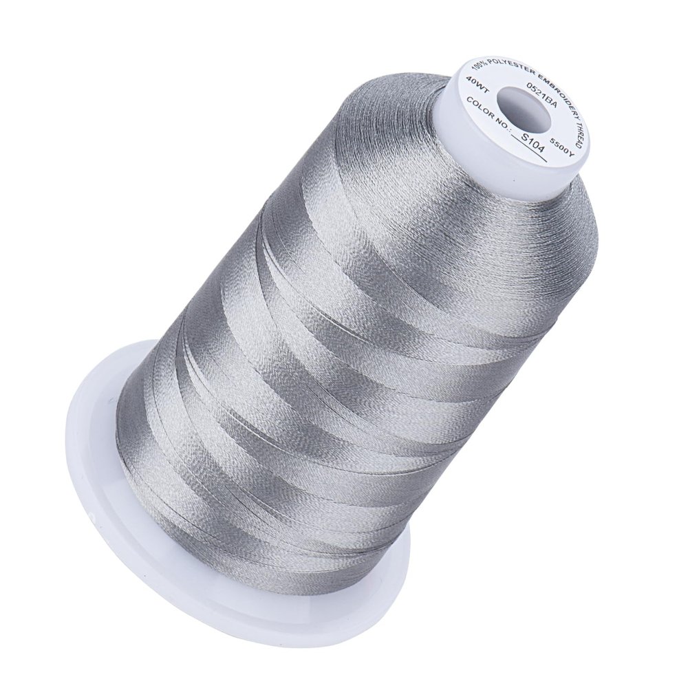 Simthread 5500Yds Embroidery Thread, 5000M High-Yardage 40WT 100% Polyester Thread 170+ Vivid Colors, High-Speed Rated Compatible with Brother, Singer, Janome & More - Weathered Gray S104