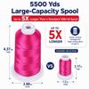 Simthread 5500Yds Embroidery Thread 5000M, 40WT 100% Polyester Machine Embroidery Thread, High-Yardage Spool for Brother, Singer, Janome, Babylock, Husqvarna Machines, Fuchsia S077 view 2