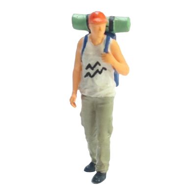1:64 Figure Tiny People Backpacker Climbing Scene Resin Doll Character for Miniaturescene Fairy Garden Accessory DIY Projects Building Model, White 1pcs