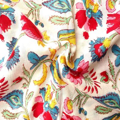 Rastogi Handicrafts Fabric 100% Pure Cotton Hand Block Printed Width - 44 Inches Fabric 21 (Size - 2 Yard)
