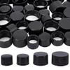BENECREAT 56Pcs Black Plastic Screw Caps with Foam Liner, 4 Style 18mm/24mm/28mm Flat Round Bottle Jug Storage Cap Lids for Jars and Bottles with Threads view 1