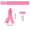 CRAFFANCY 200 Pcs Pink Ribbon Pins, Satin Pink Pins Breast Cancer Awareness Badge Brooch Pink Ribbon Brooch with Safety Pins For Decoration Party Event Supplies view 2