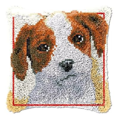clubevy Latch Hook Kit,Dog Pattern Latch Hook Pillow Cover Sofa Cushion Kits for Adults Kids, Home Embroidery Kit, DIY Crochet Yarn Floor Cushion Crochet Hook for Home Decoration